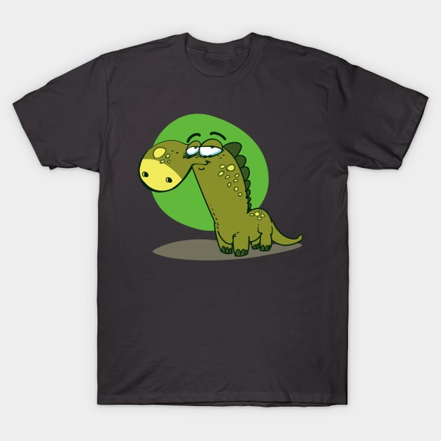 funny dino cartoon style dinosaur illustration T-Shirt by anticute